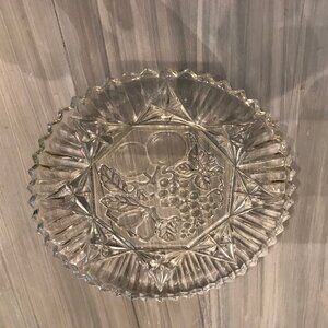 Vintage 1940  Cut Glass Scalloped Serving Plate